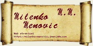 Milenko Menović vizit kartica